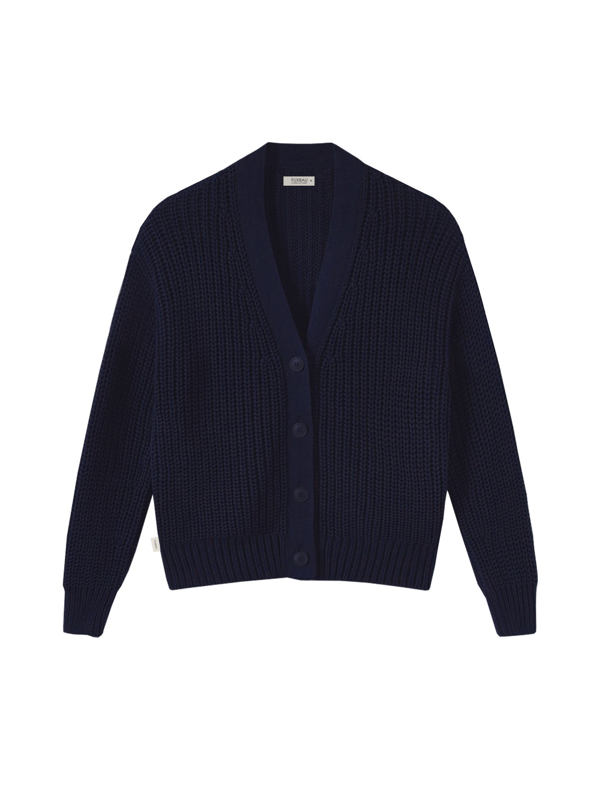 FUXBAU 4Seasons Frauen Strickjacke in navy aus 100% GOTS zertifizierter Biobaumwolle