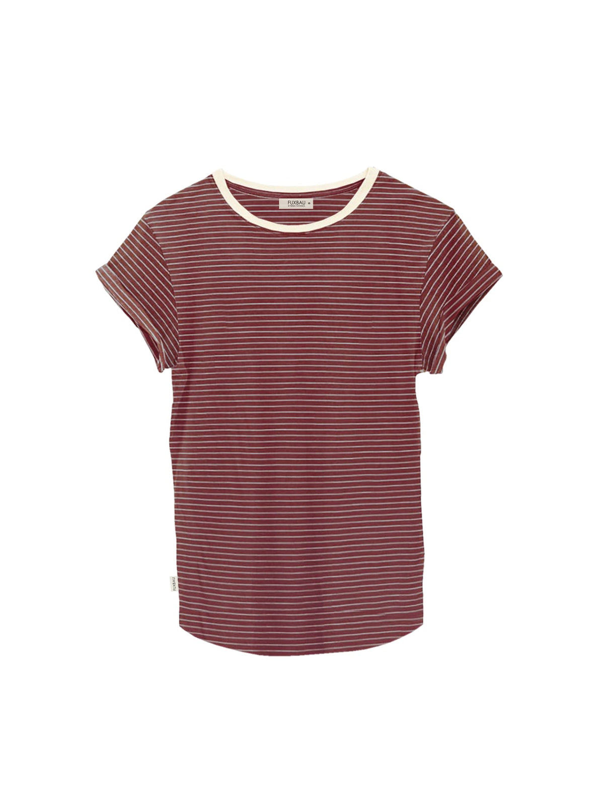 Fair Fashion Frauen Streifenshirt in creme bordeaux aus 100% GOTS zertifizierter Biobaumwolle, fair in Portugal hergestellt