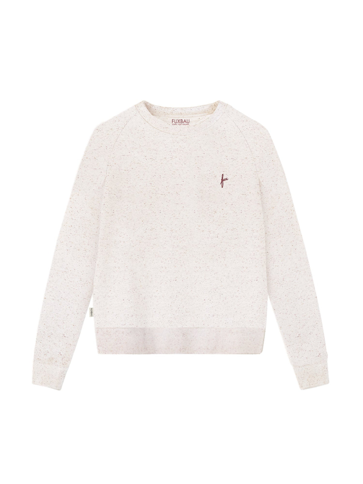 Fair Fashion Frauen fux Sweater in beige mit farbigen highlights aus 100% GOTS zertifizierter Biobaumwolle made in Portugal.