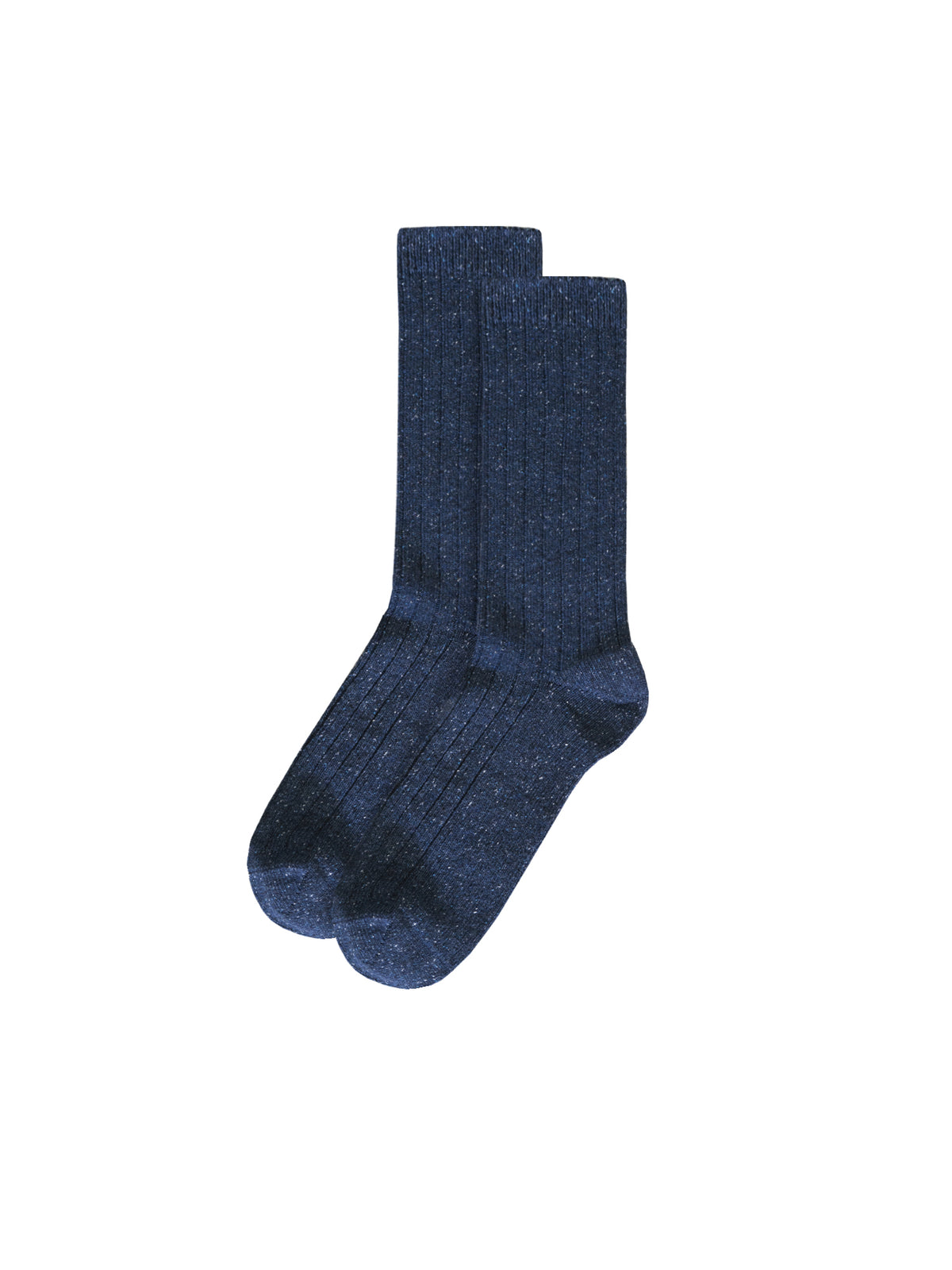 FUXBAU Fair Fashion Socken in navy mit dezenten Neps aus Wolle und unter fairen Bedingungen in Portugal hergestellt.