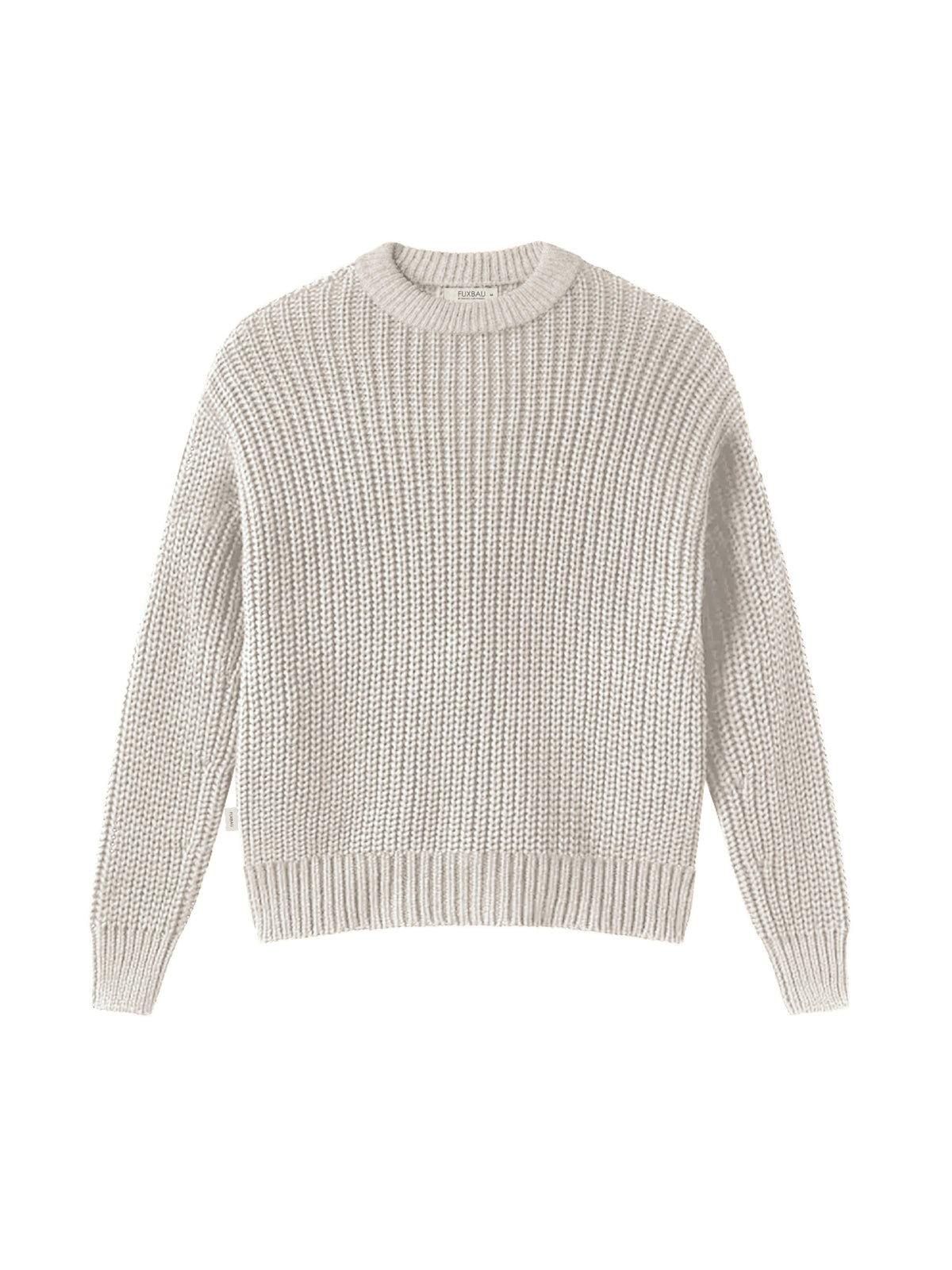 4Seasons Frauen Strickpullover in beigemeliert aus 100% GOTS zertifizierter Biobaumwolle und fair in Italien hergestellt