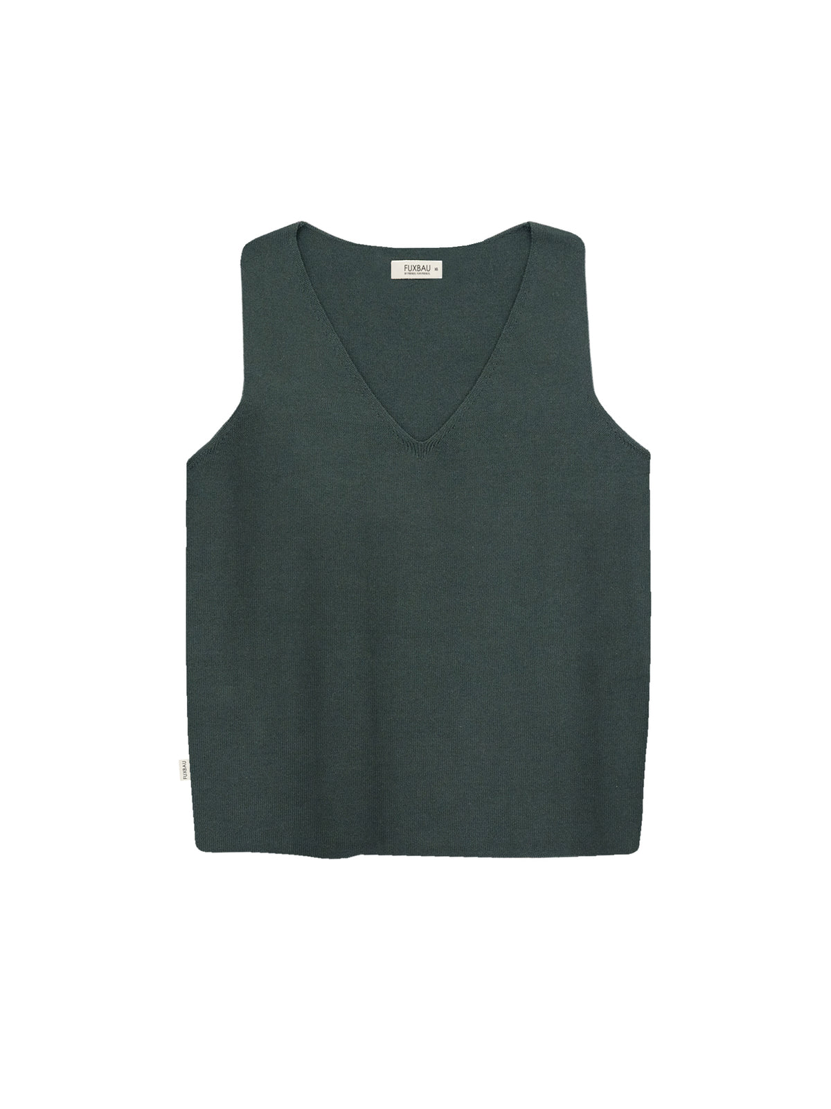 4Seasons Frauen Stricktop in waldgrün von FUXBAU aus 100% GOTS zertifizierter Biobaumwolle.
