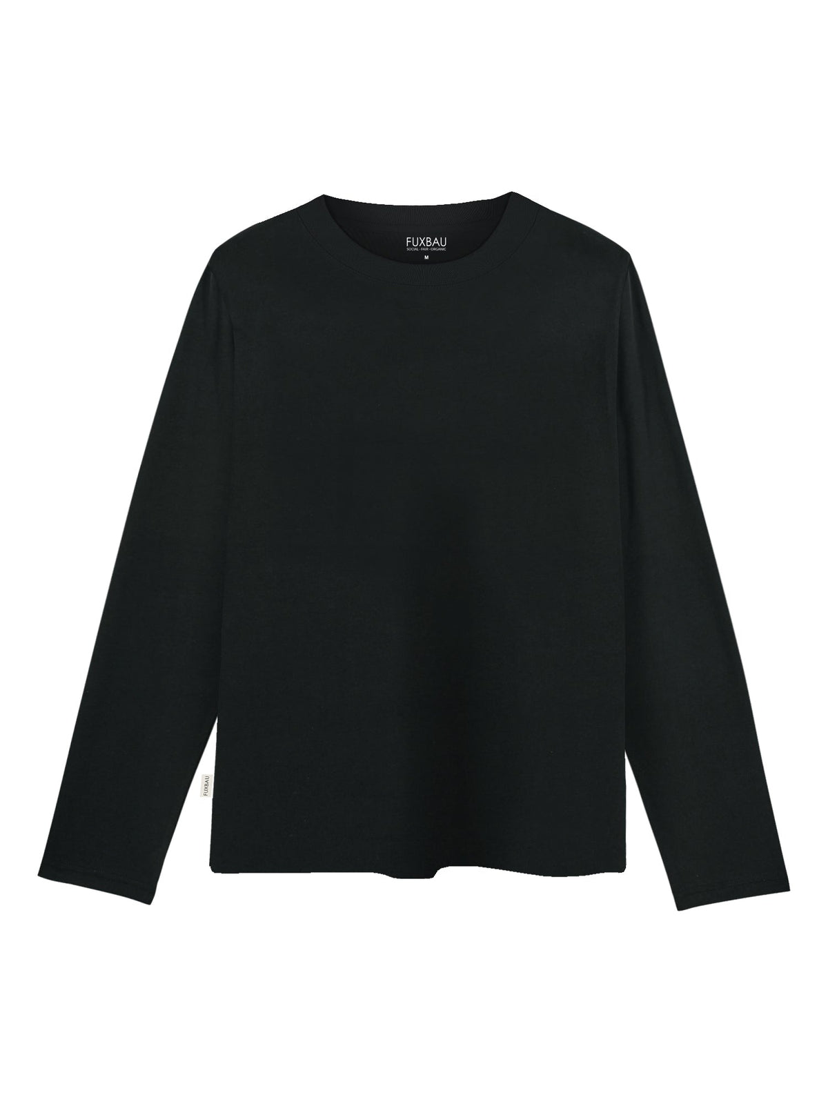 Faires Frauen Basic Langarmshirt in schwarz aus 100% GOTS zertifizierter Biobaumwolle made in Portugal