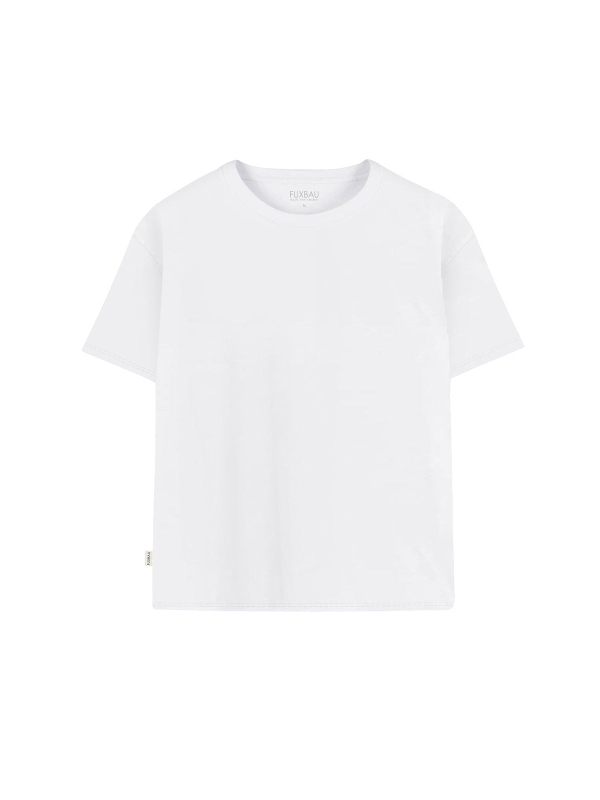 Faires Frauen Basic T-Shirt in weiĂ von FUXBAU aus 100% Biobaumwolle und made in Portugal