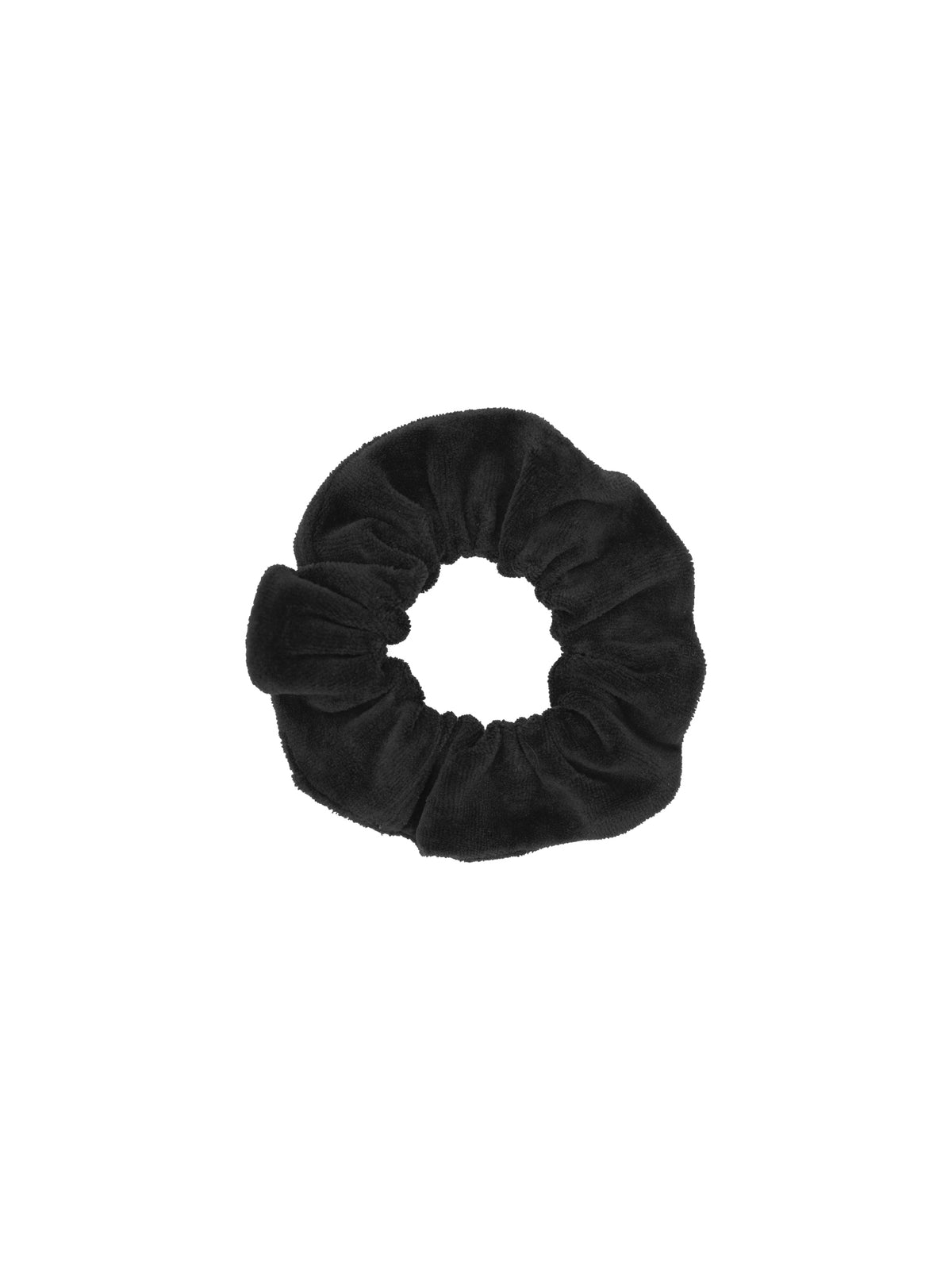 Faires FUXBAU Scrunchie in schwarz aus Schnittresten unserer Samt Kollektion.