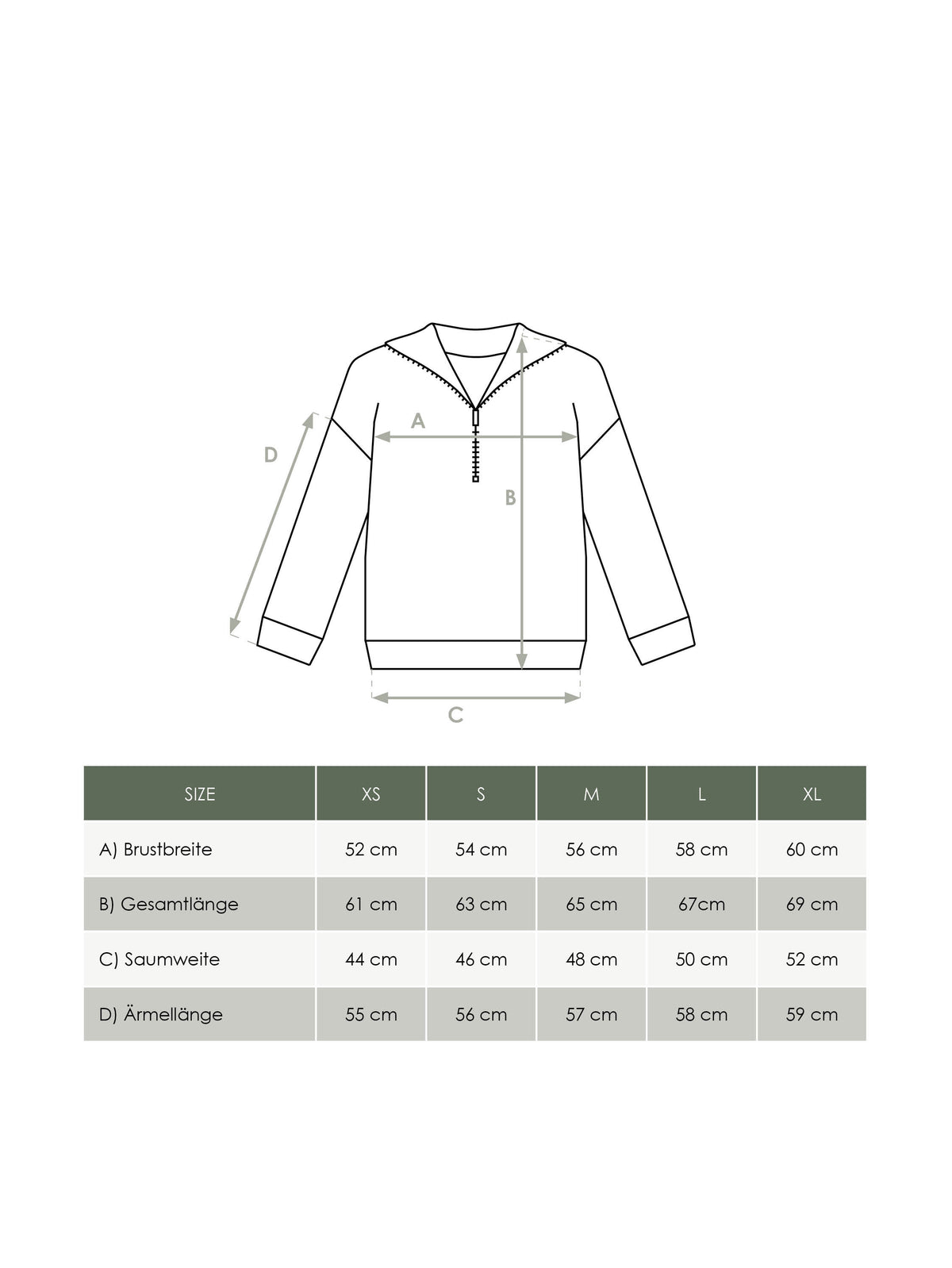 Produkt Größentabelle Damen Half Zip Sweater von FUXBAU