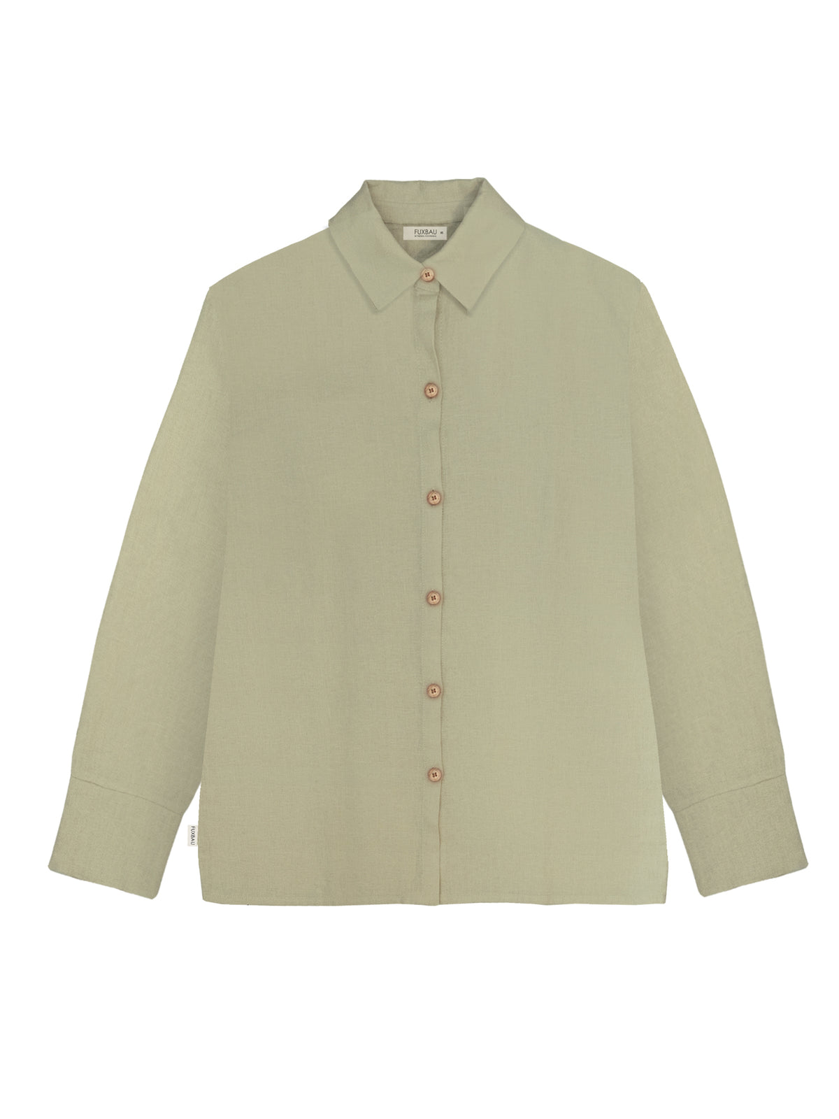 Frauen Langarm-Leinenbluse aus 100% Leinen und Made in Portugal in salbei.