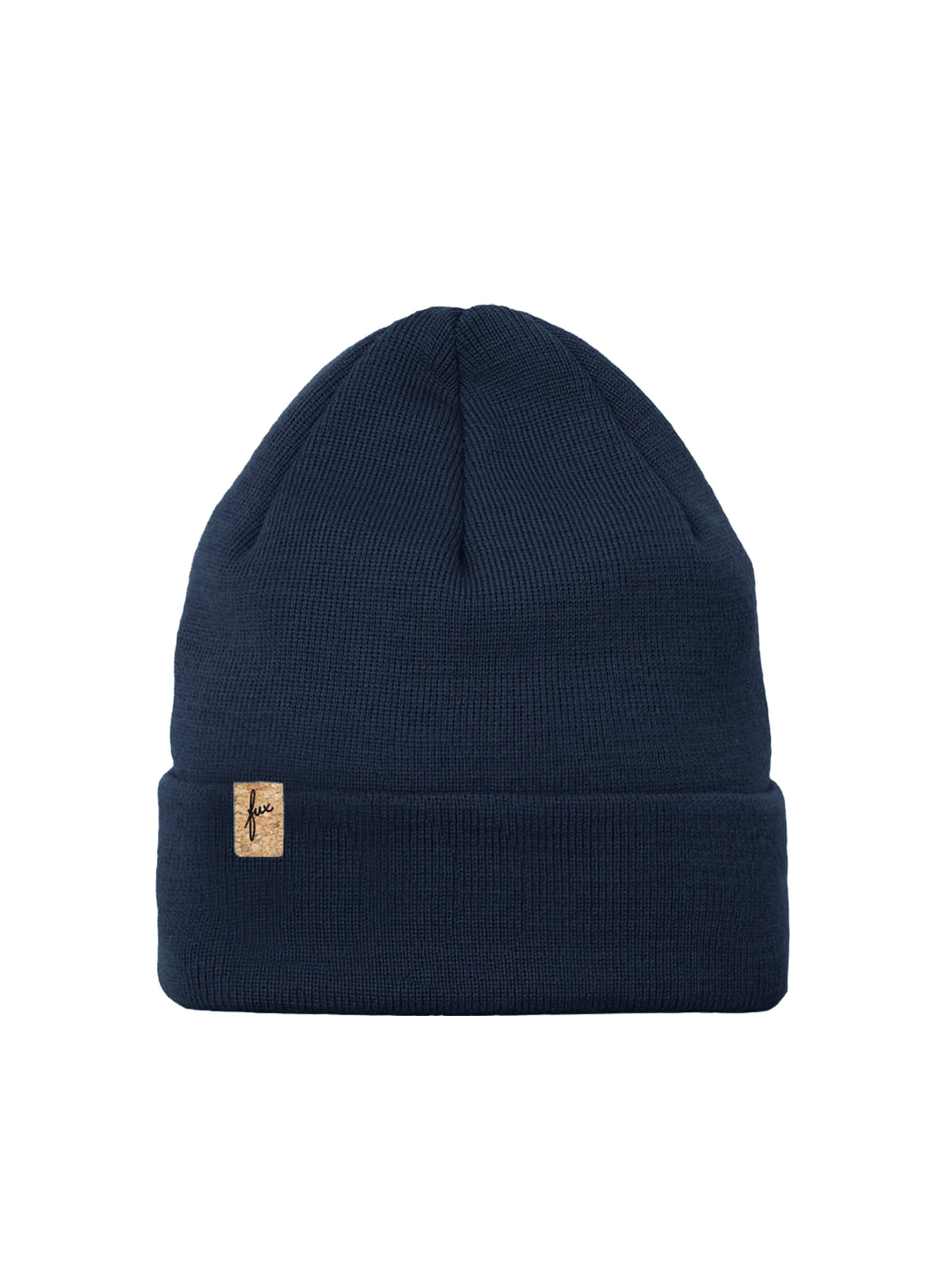 FUXBAU Merino Kork Beanie in navy, Made in Germany, 100% Merinowolle