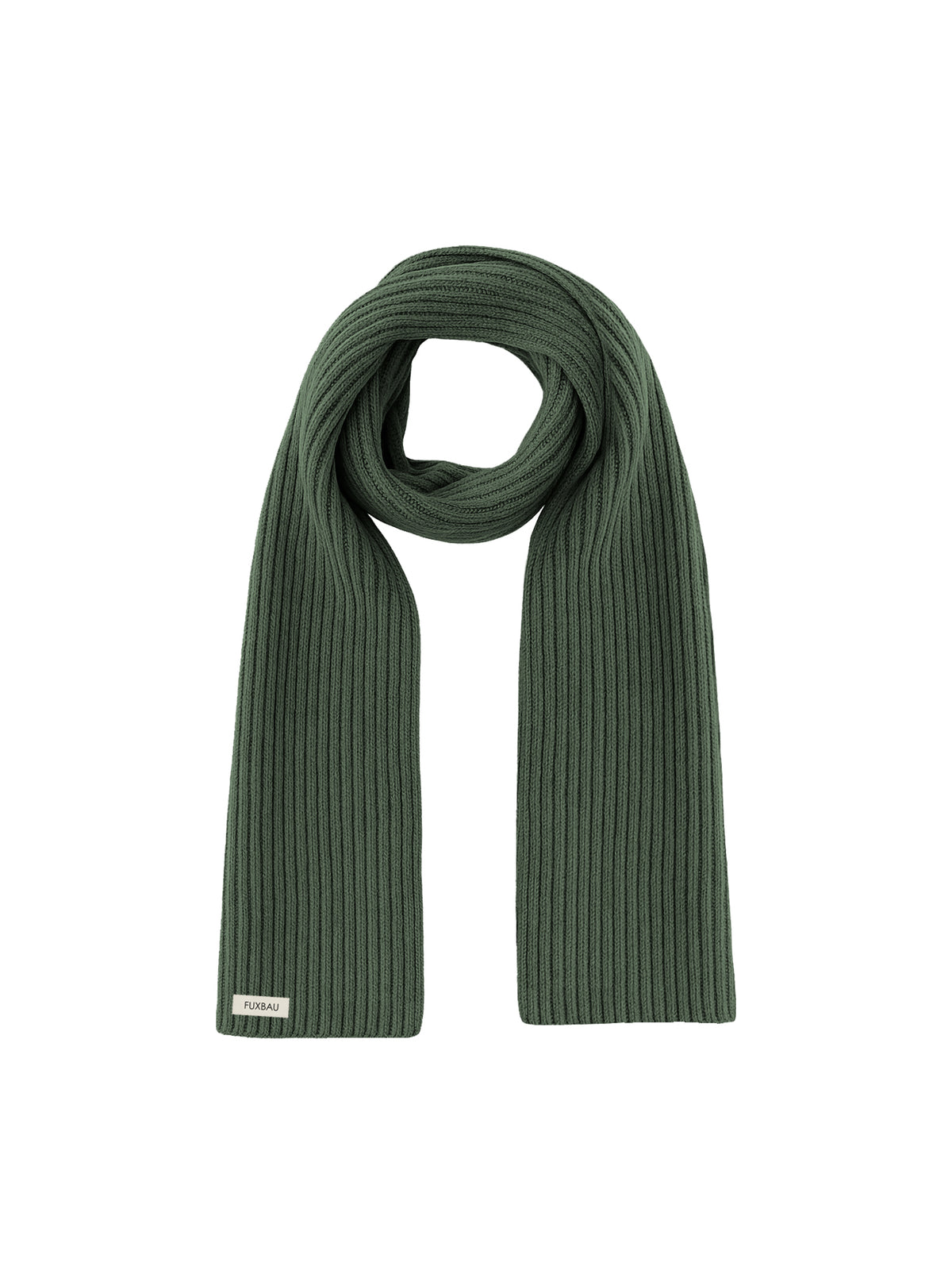FUXBAU Merino Schal in waldgrĂŒn, 100% Merinowolle, GOTS zertifiziert und made in Germany