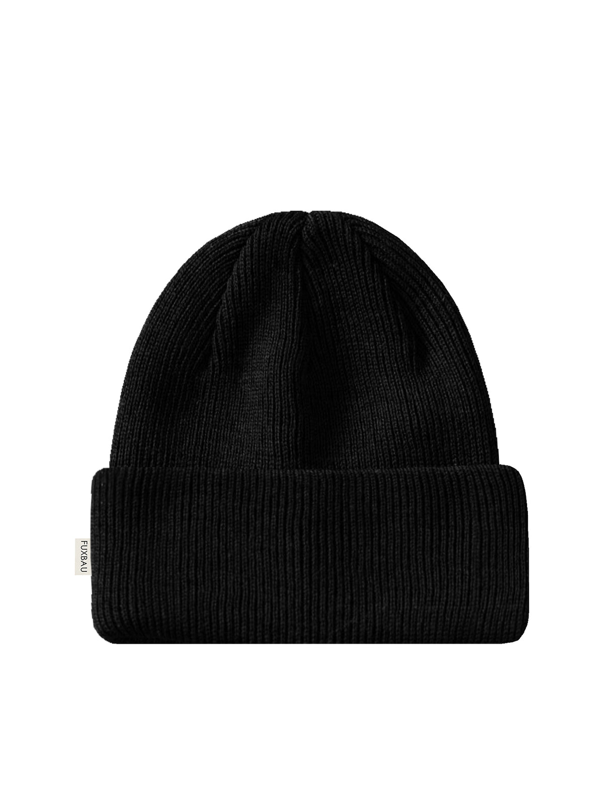 FUXBAU Merino Strickmütze in schwarz aus 100% GOTS zertifizierter Merinowolle