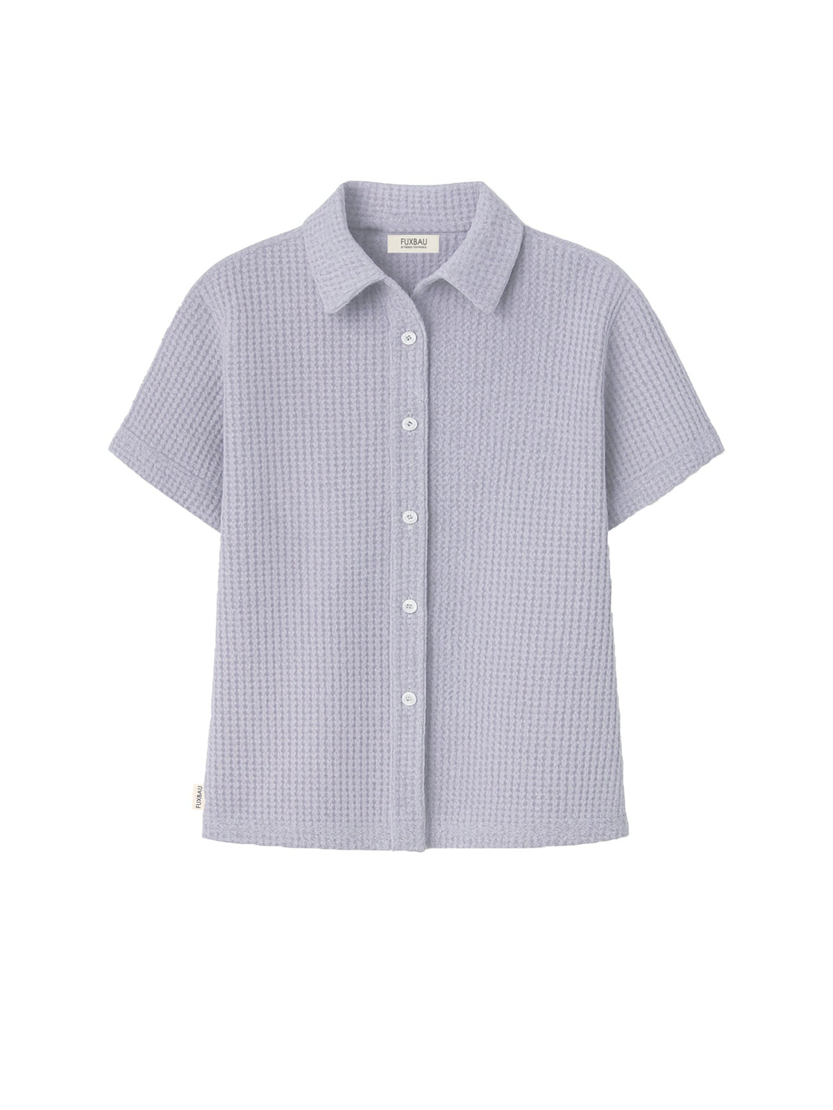 Frauen Kurzarm-Waffelstrick-Bluse in lavendel aus 100% GOTS zertifizierter Biobaumwolle, produziert in Portugal