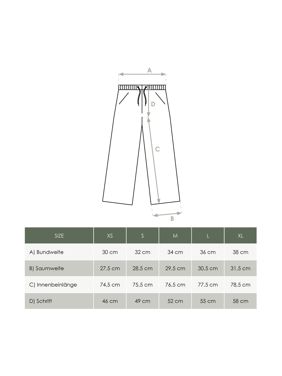Produkt Größentabelle Damen Hose von FUXBAU
