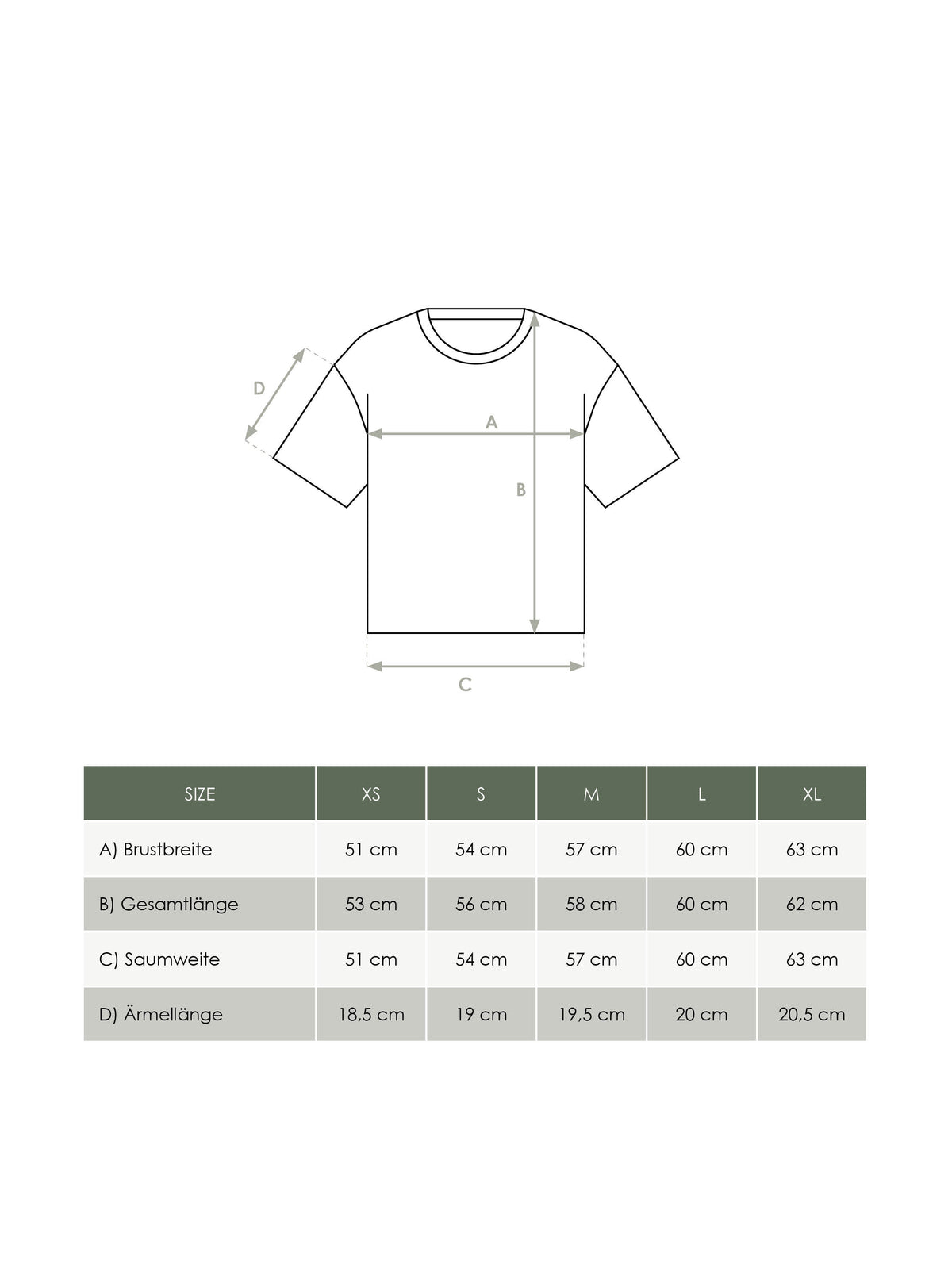 FUXBAU Produkt Größentabelle Damen Boxy T-Shirt