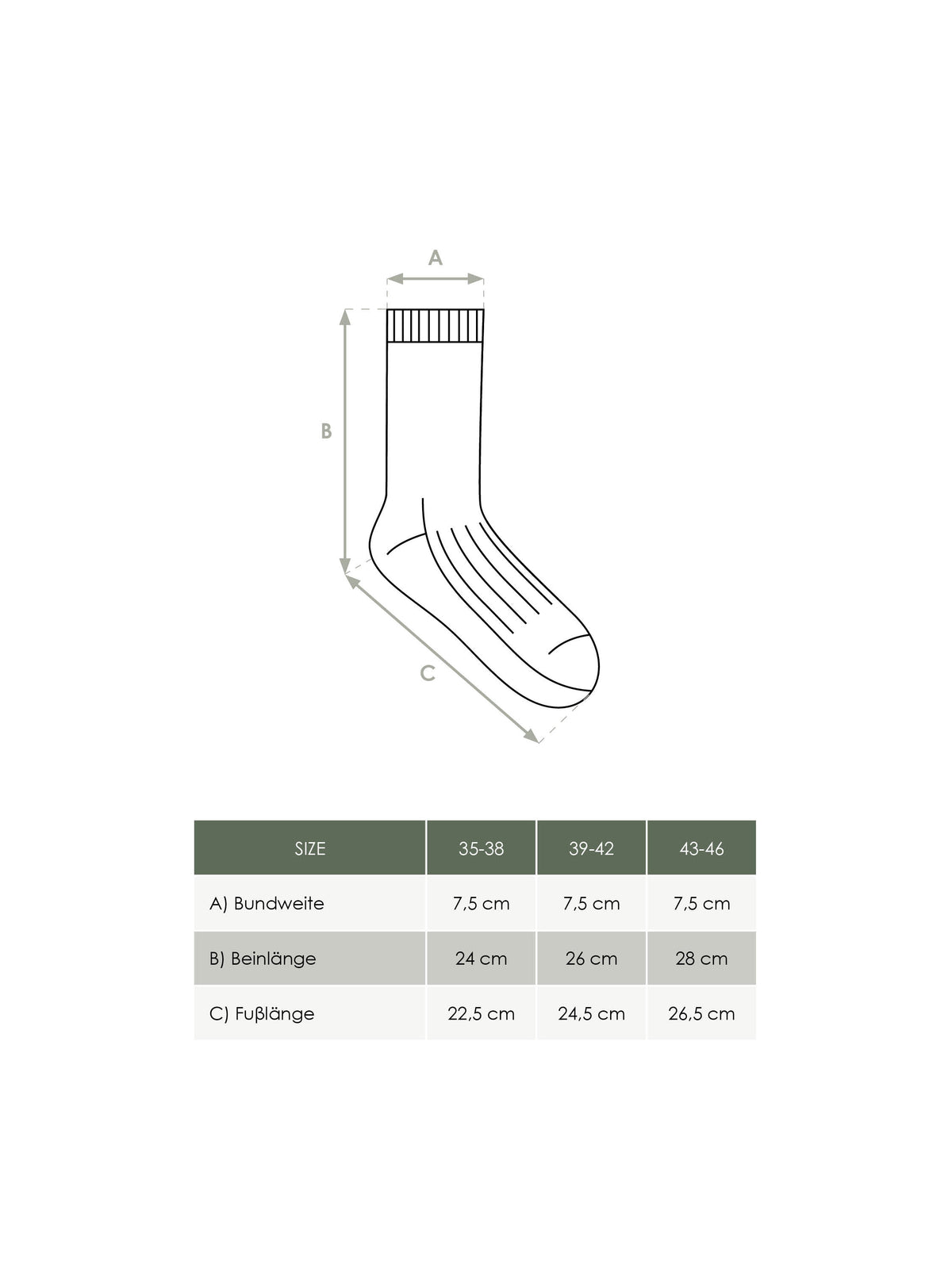 FUXBAU Produkt MaĂźtabelle Unisex Lange SOcken aus Biobaumwolle und fair hergestellt