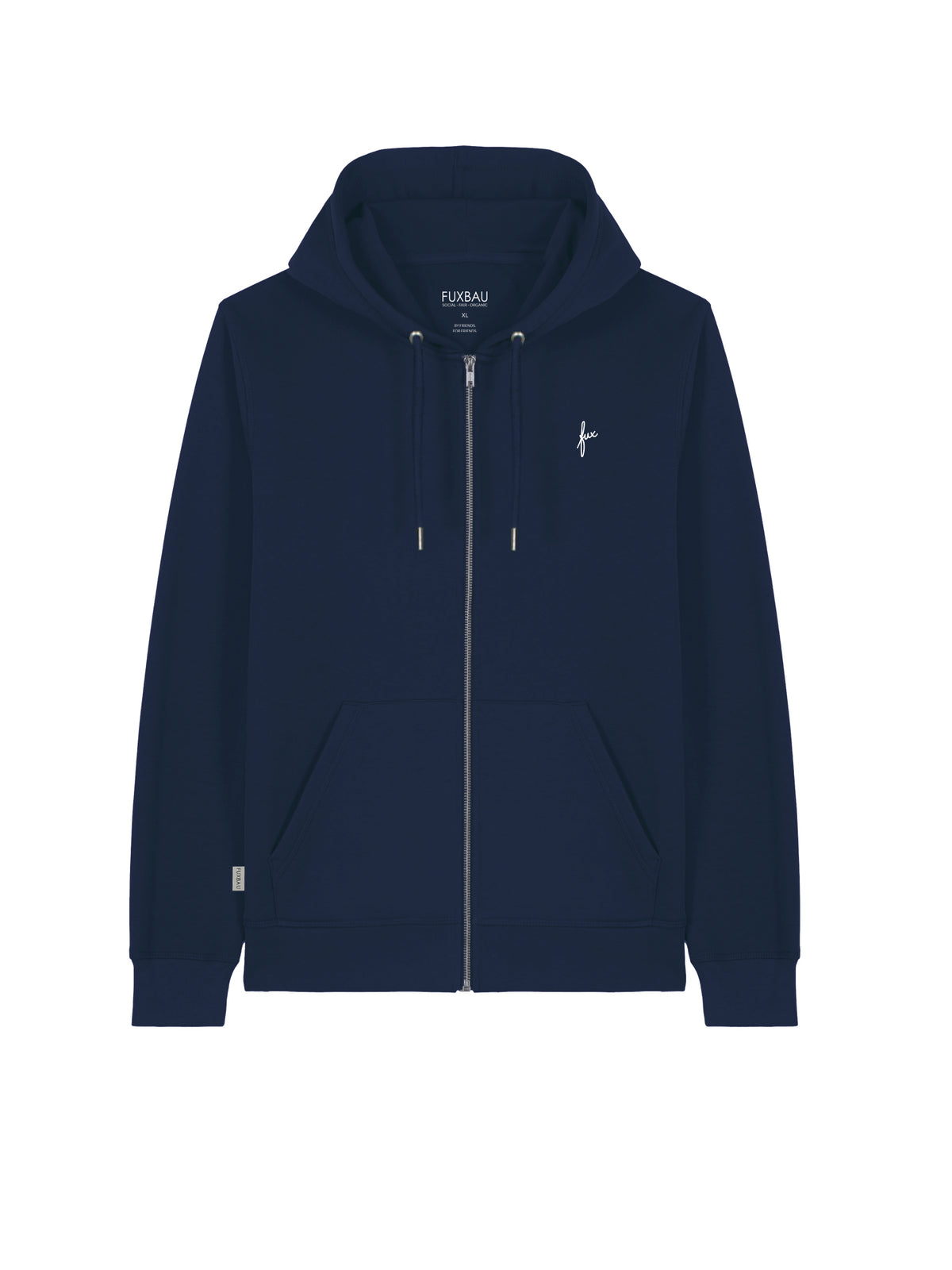 Faire fux Sweatjacke in navy aus 100% GOTS zertifizierter Biobaumwolle und made in Portugal