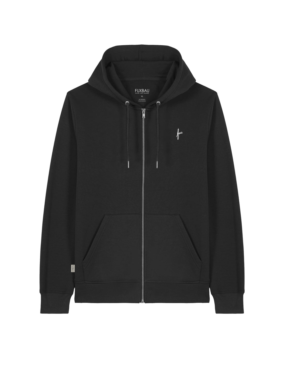 Faire fux Sweatjacke in schwarz aus 100% GOTS zertifizierter Biobaumwolle und made in Portugal