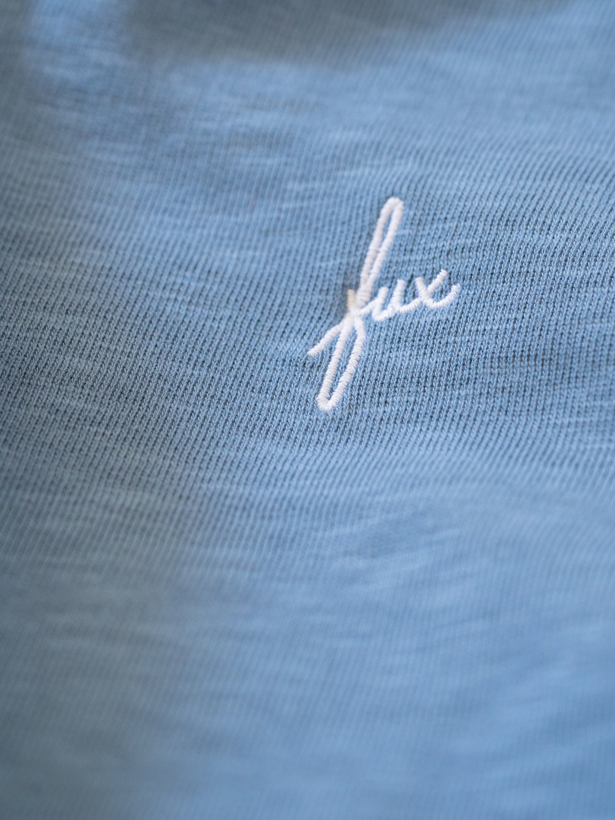 blau melierter Stoff mit fux Stick des fairen Sweaters von FUXBAU