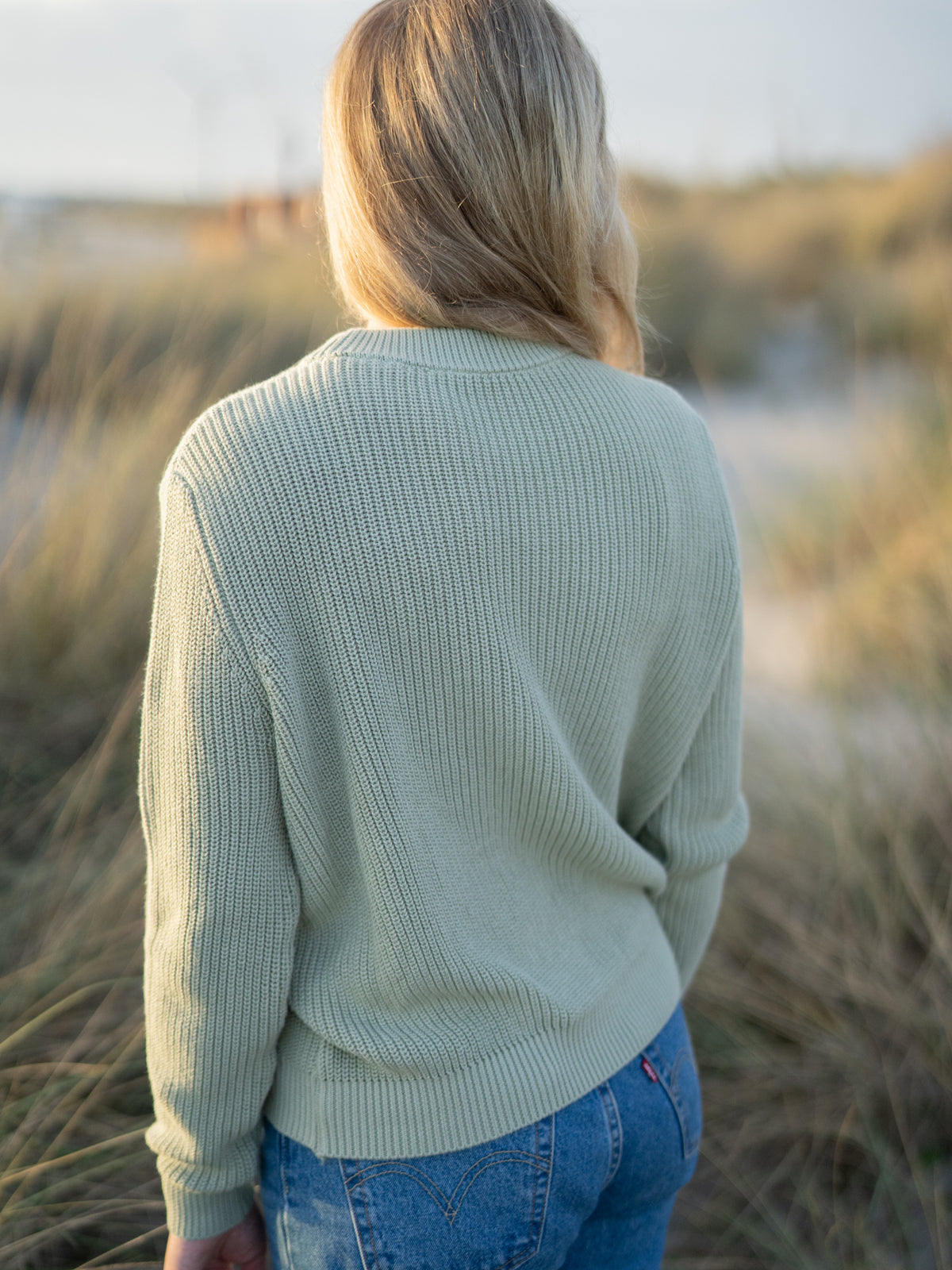 FUXBAU Fair Fashion 4Seasons Strickpullover in mint aus Biobaumwolle Made in Italy.