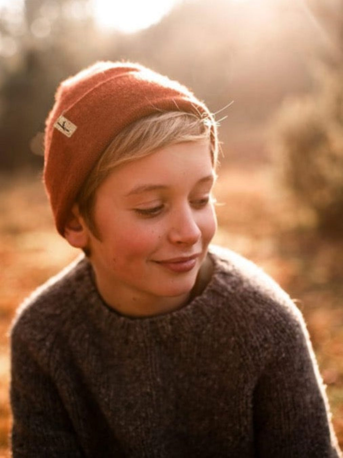 Für die Kleinen nur das Beste - unsere Kinder Merino Kork Beanie aus 100% Merinowolle in herbstorange