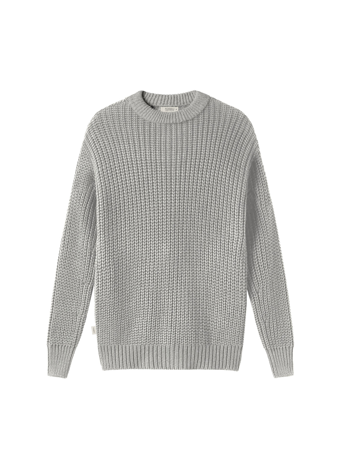 FUXBAU 4Seasons Männer Strickpullover in grau aus 100% GOTS zertifizierter Biobaumwolle