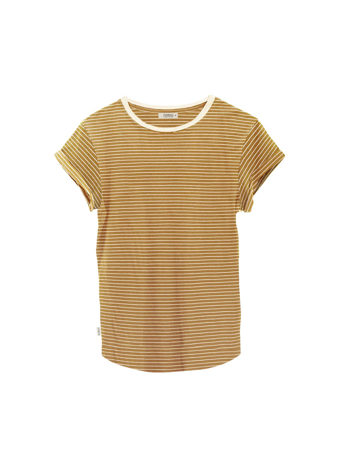 Fair Fashion Frauen Streifenshirt in creme senfgelb aus 100% GOTS zertifizierter Biobaumwolle, fair in Portugal hergestellt