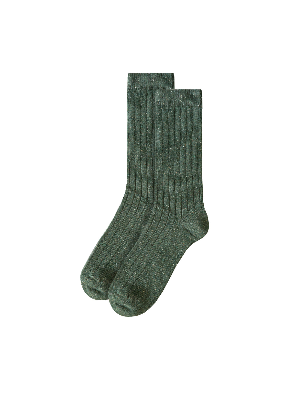 FUXBAU Fair Fashion Socken in grün mit dezenten Neps aus Wolle und unter fairen Bedingungen in Portugal hergestellt.
