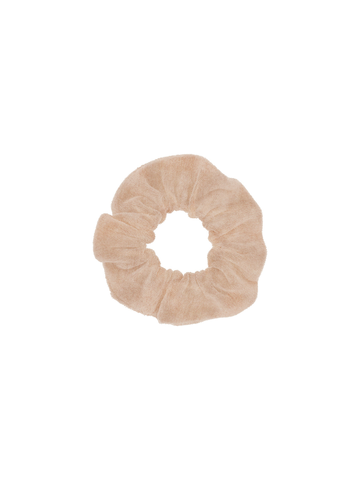Samt Scrunchie in beige gelb geriffelt aus Reststoffen unserer Samt Kollektion.