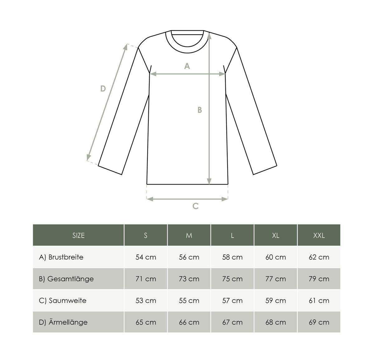 FUXBAU Größentabelle Männer Basic Langarmshirt