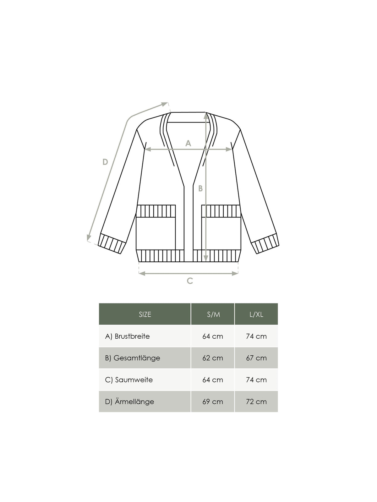 Produkt Größentabelle Frauen Oversize Merino Cardigan von FUXBAU