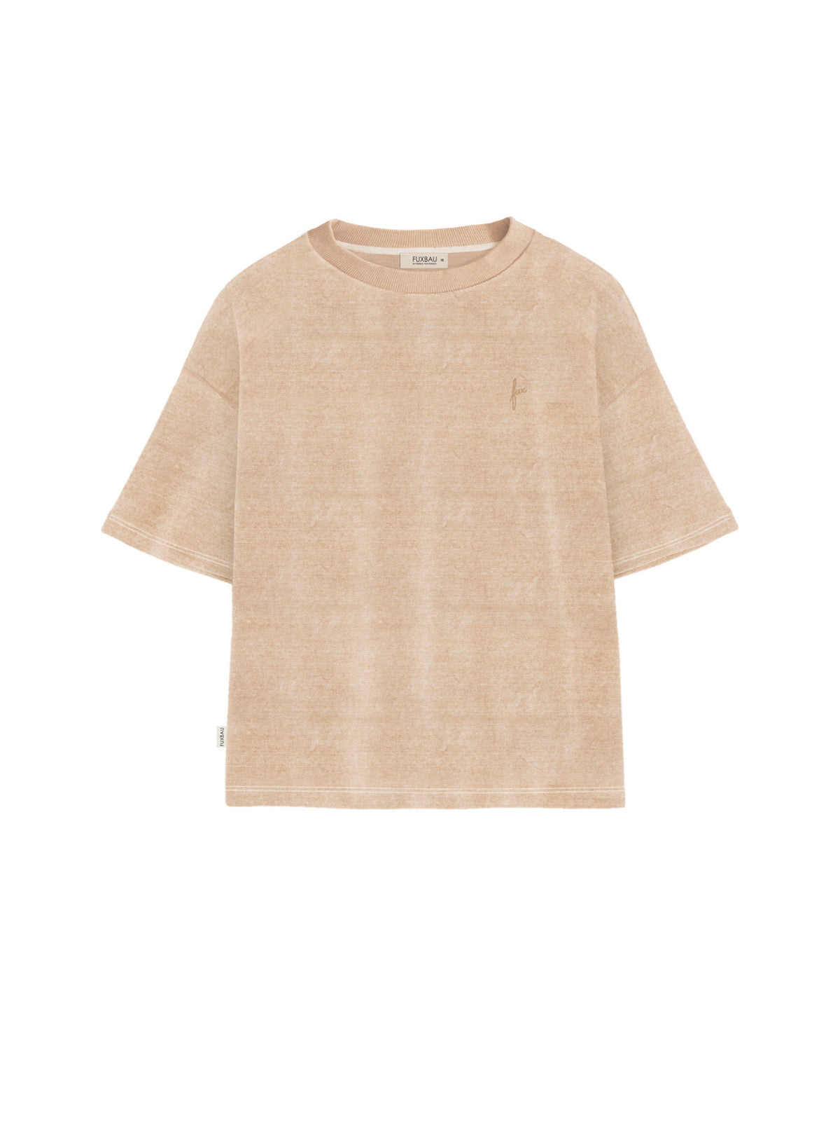 Faires Frauen Cropped Samt T-Shirt in beige gelb geriffelt von FUXBAU aus 100% Biobaumwolle