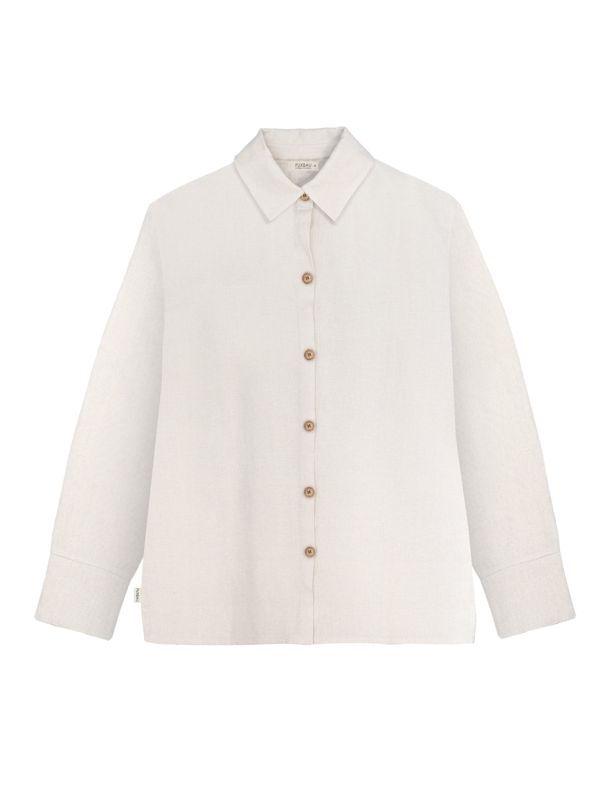 Frauen Langarm-Leinenbluse aus 100% Leinen und Made in Portugal in cremeweiß