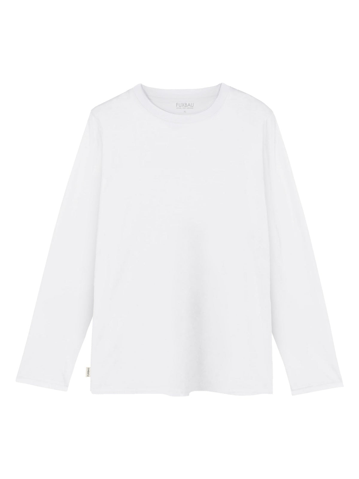 FUXBAU Männer Basic Langarmshirt in weiß aus 100% GOTS zertifizierter Biobaumwolle und made in Portugal unter fairen Arbeitsbedingungen