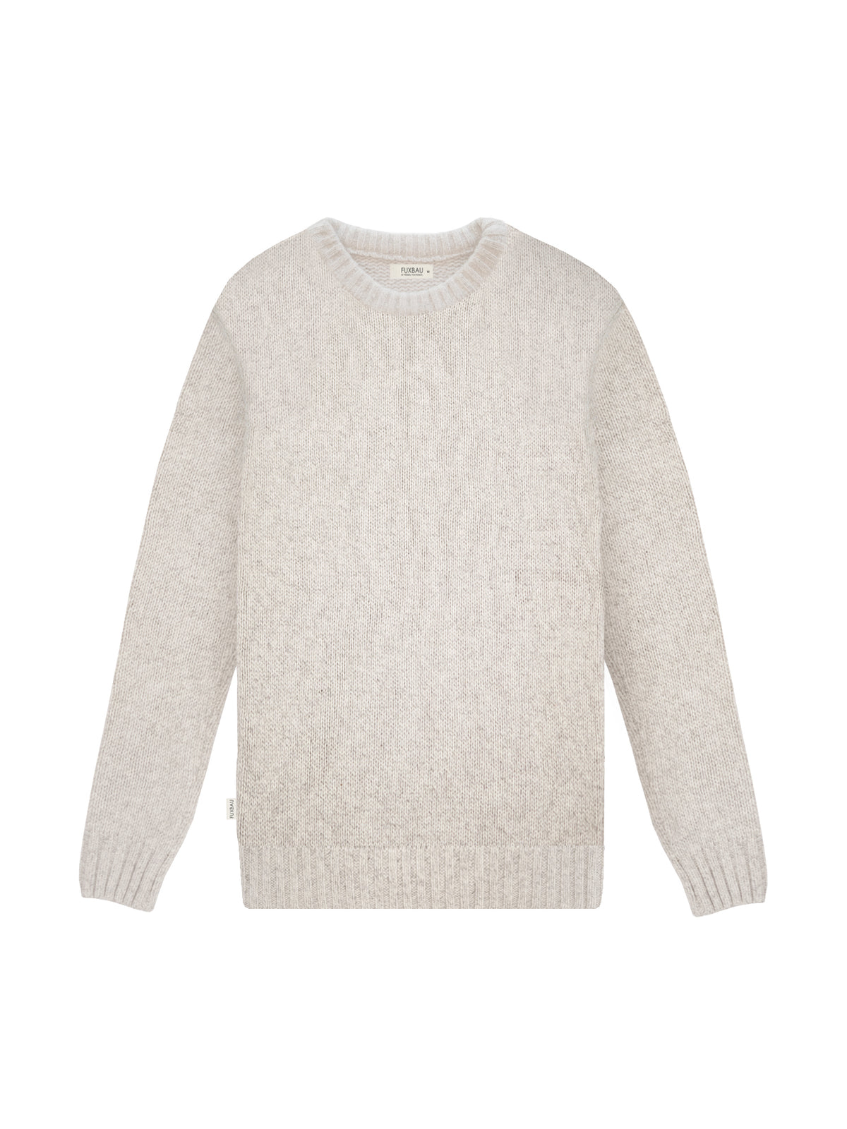 Männer Merino Strickpullover in beigemeliert mit angesetzten Ärmeln aus 100% Merinowolle und fair in Deutschland hergestellt