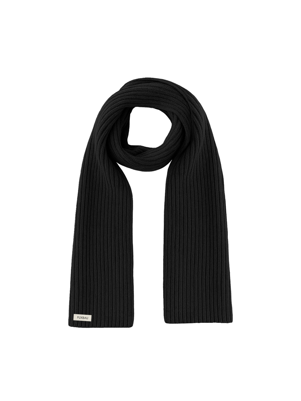 FUXBAU Merino Schal in schwarz aus 100% Merinowolle, GOTS zertifiziert und Made in Germany