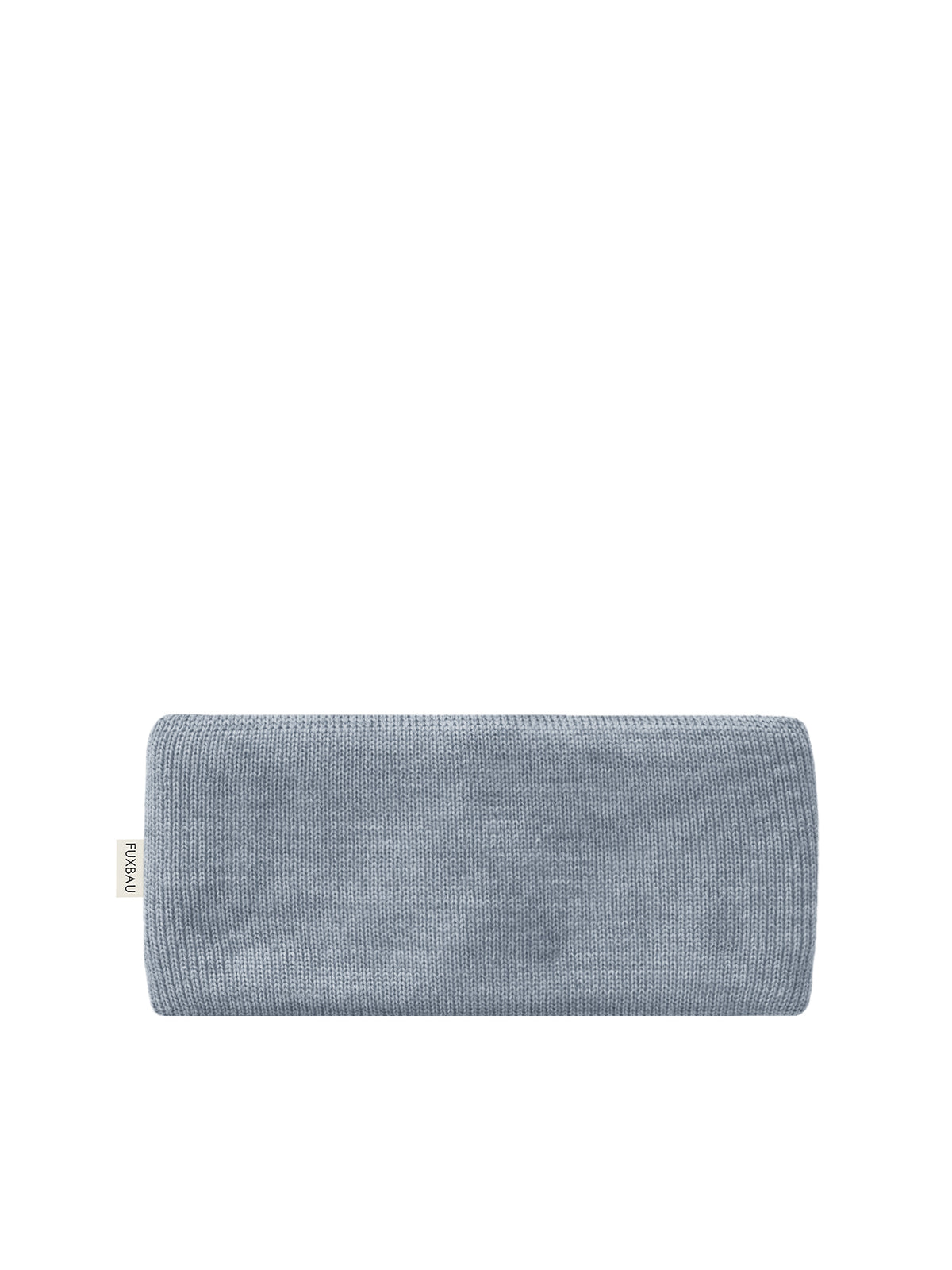 GOTS zertifiziertes Stirnband von FUXBAU in graumeliert. Gefertigt unter fairen Bedingungen in Deutschland aus extra feiner und weicher Merino Schurwolle.