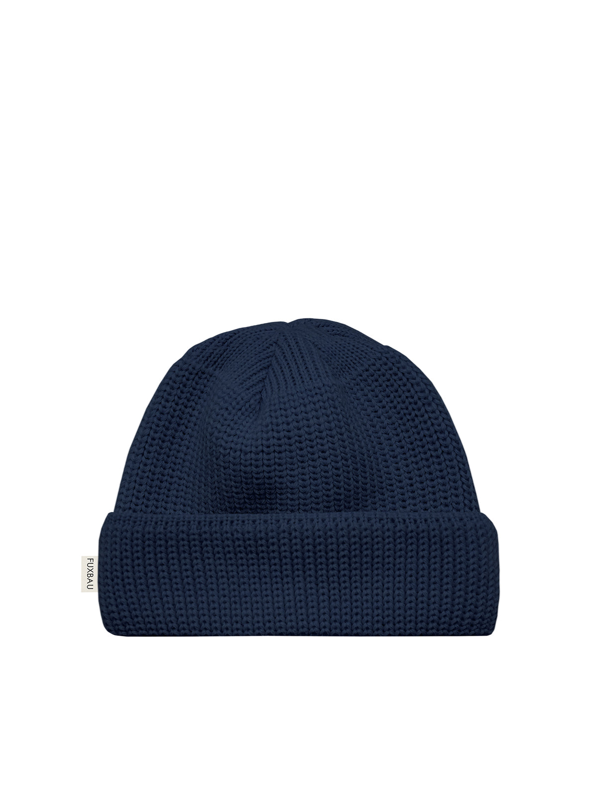 Kurze Merino Fischermütze in navy aus 100% GOTS zertifizierter Merinowolle und fair in Deutschland hergestellt