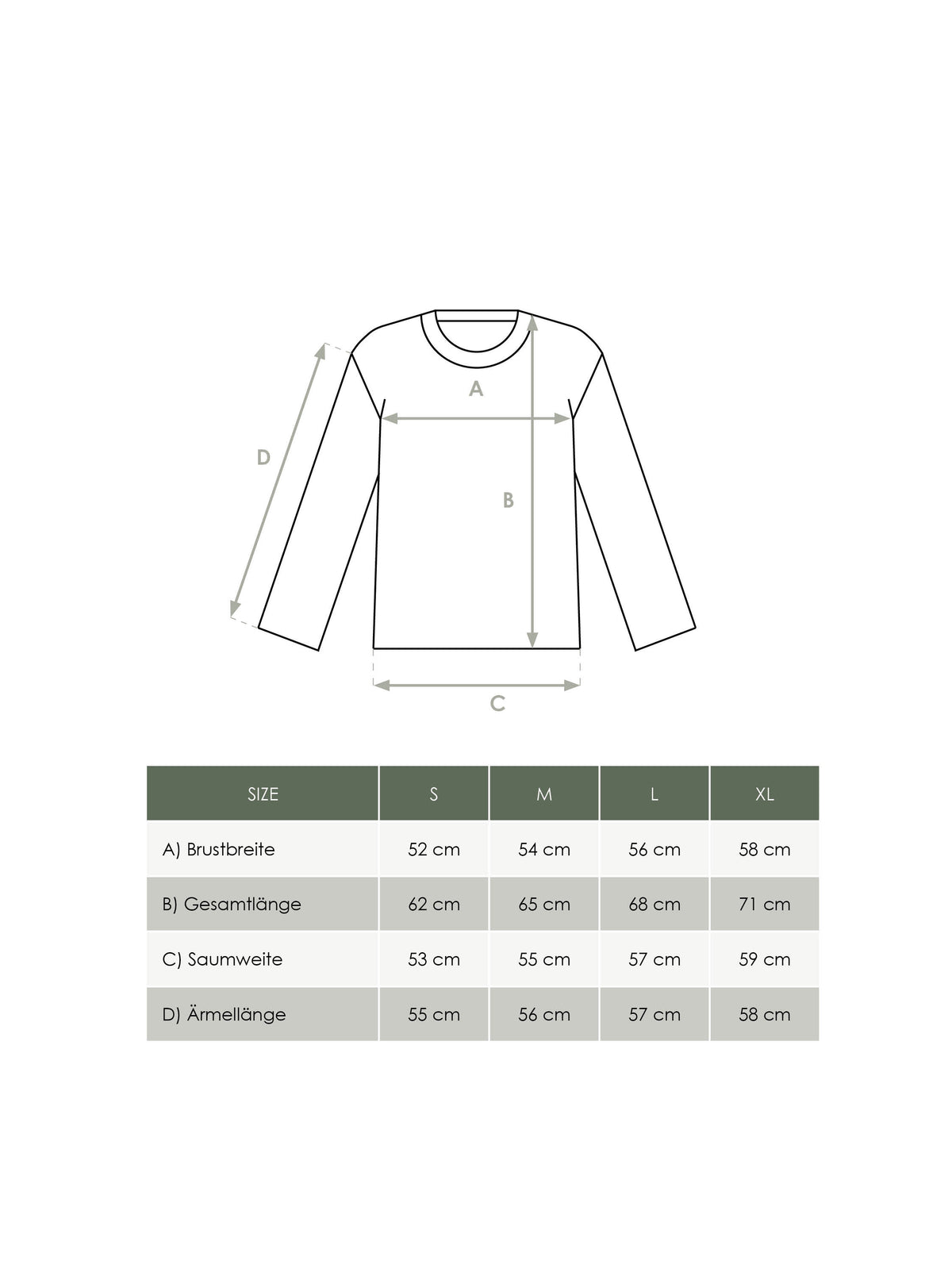 Produkt Größentabelle Damen Langarmshirt von FUXBAU
