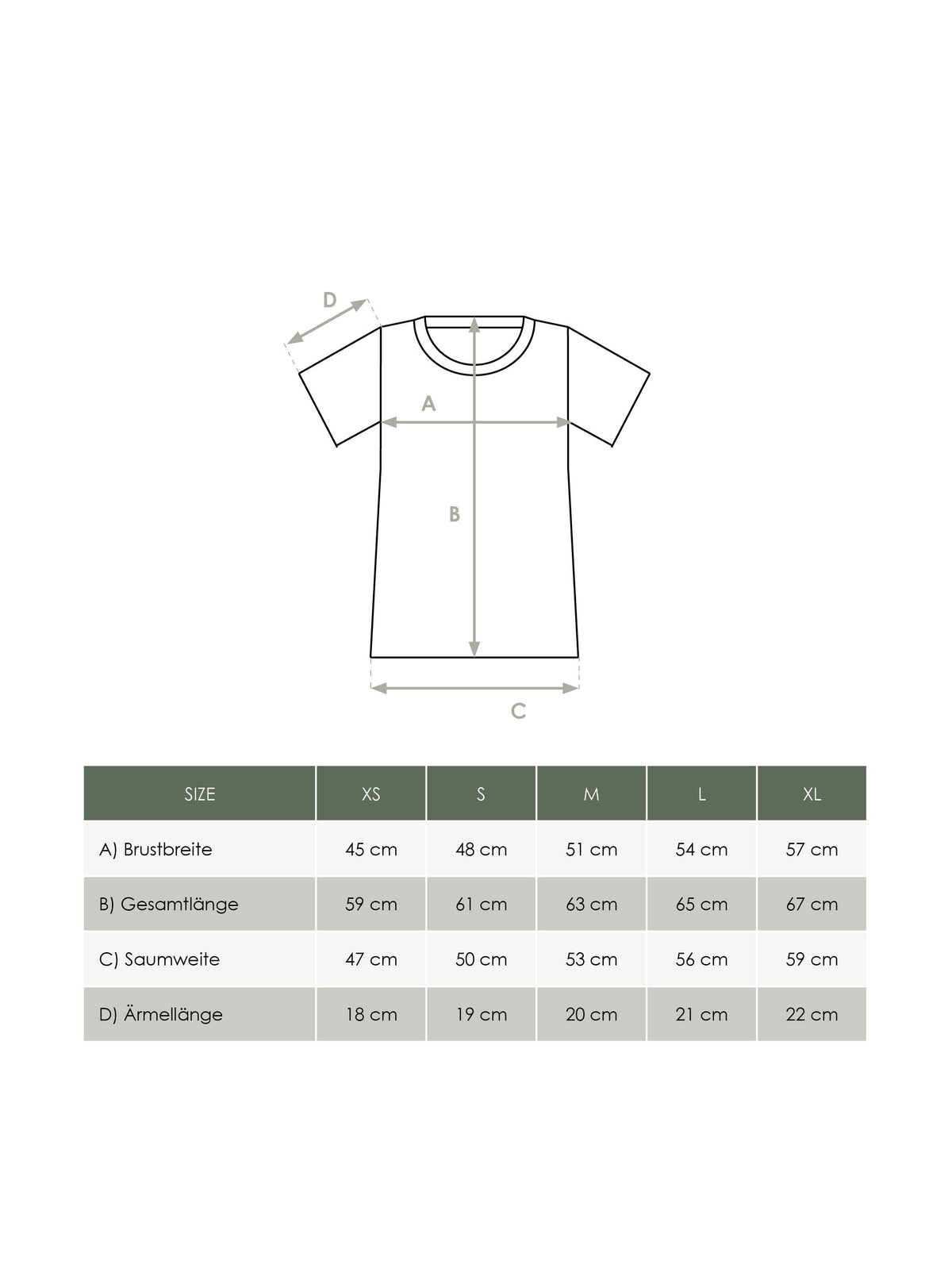 Produkt Größentabelle Damen Basic T-Shirt von FUXBAU