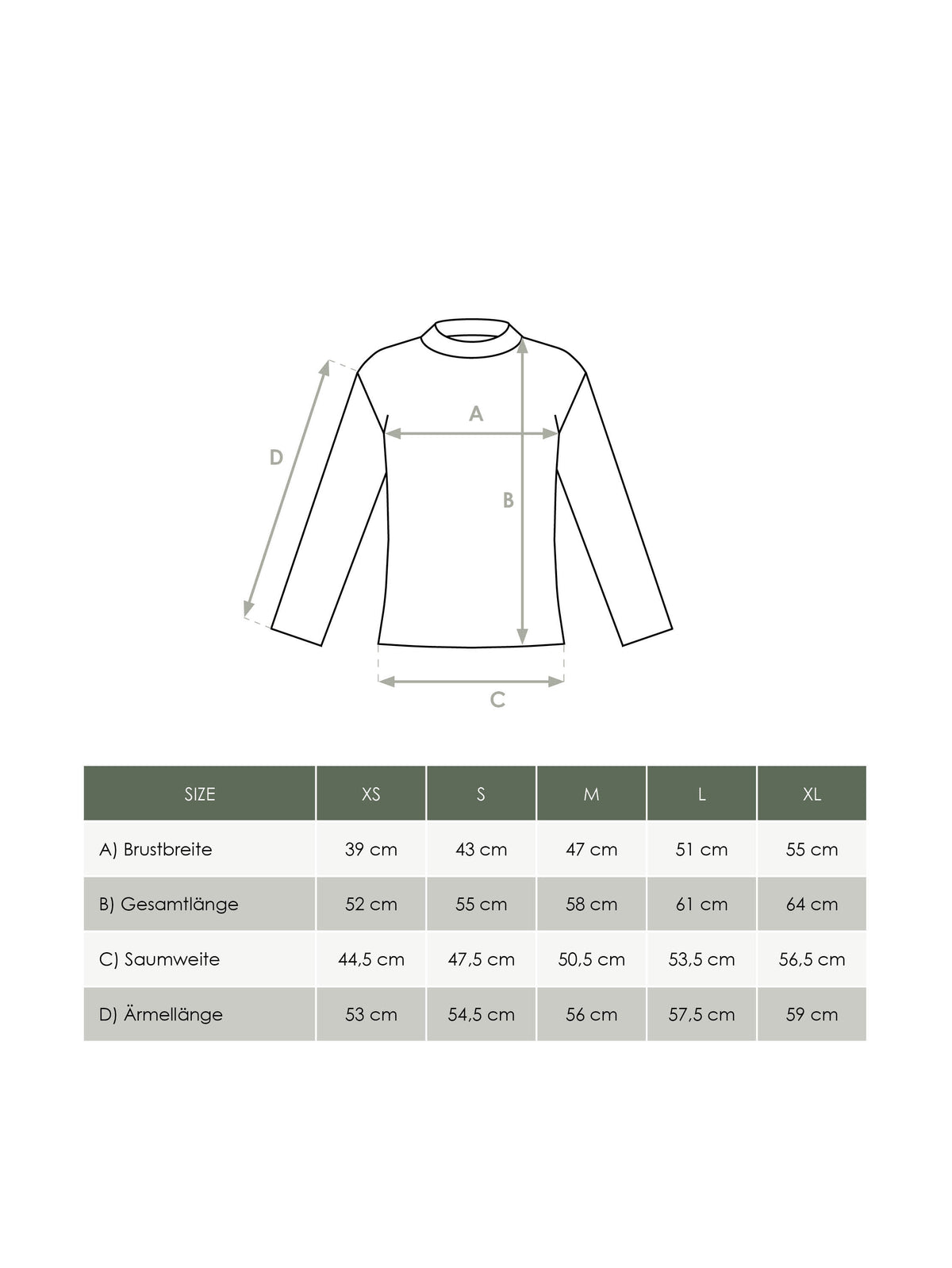 Produkt Größentabelle Damen Fitted Stehkragen Longsleeve von FUXBAU