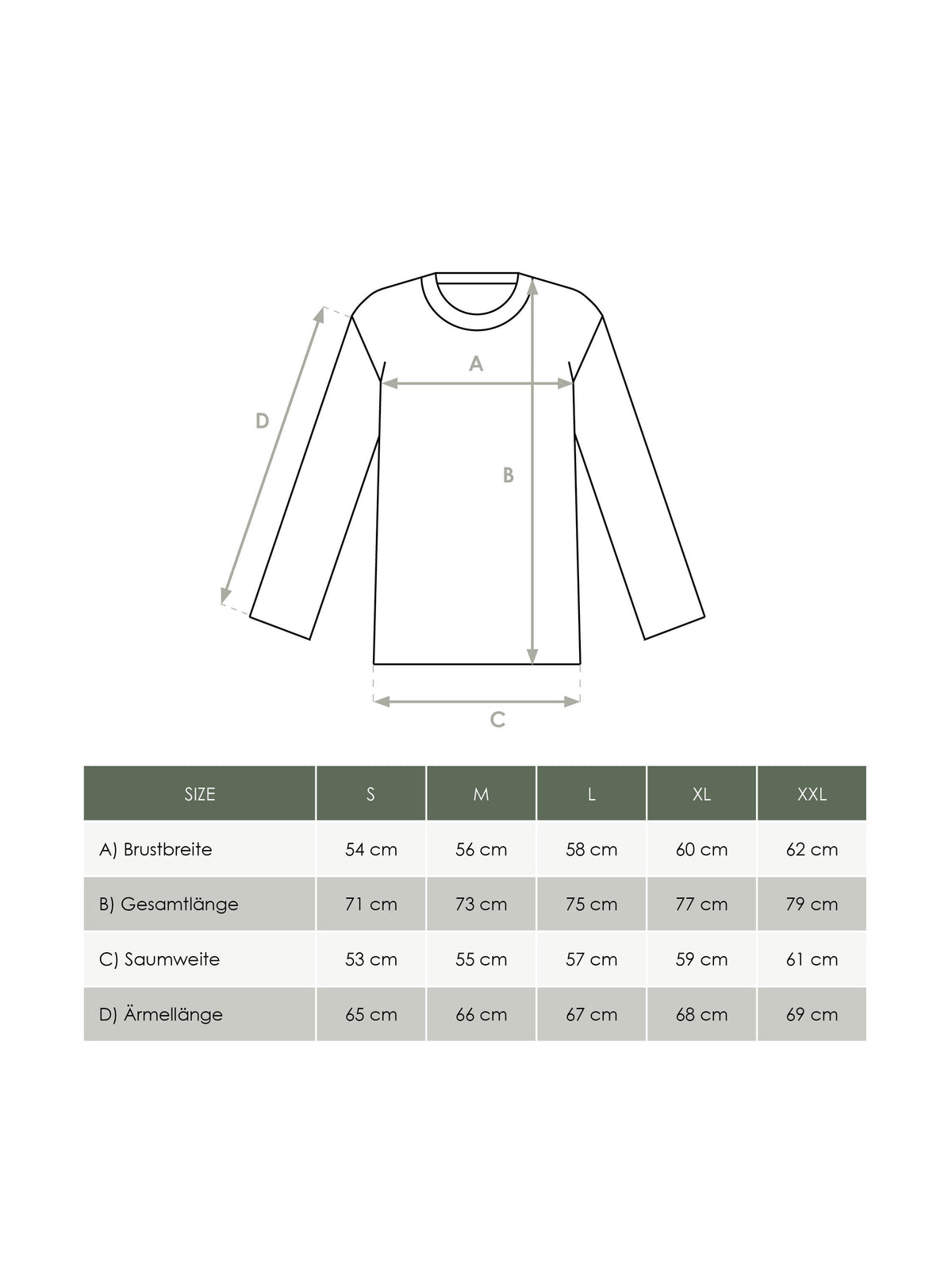 Produkt Größentabelle Männer Langarmshirt von FUXBAU