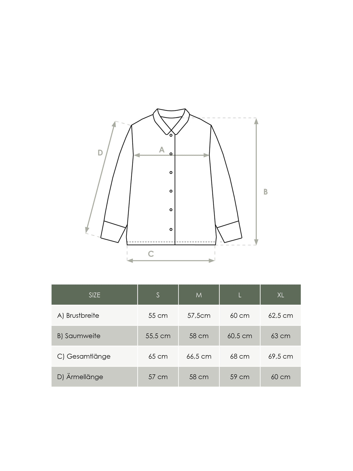 Produkt Größentabelle Damen Leinenbluse