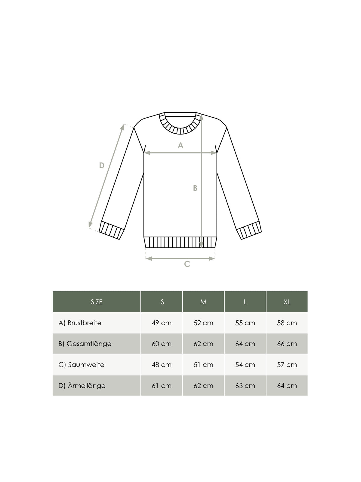 Produkt Größentabelle Damen Strickpullover von FUXBAU