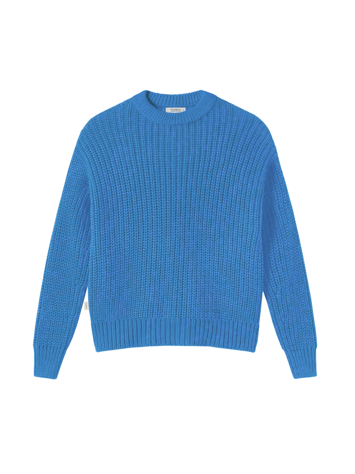 4Seasons Frauen Strickpullover in blau von FUXBAU aus 100% Biobaumwolle, GOTS zertifiziert und fair in Itailien hergestellt
