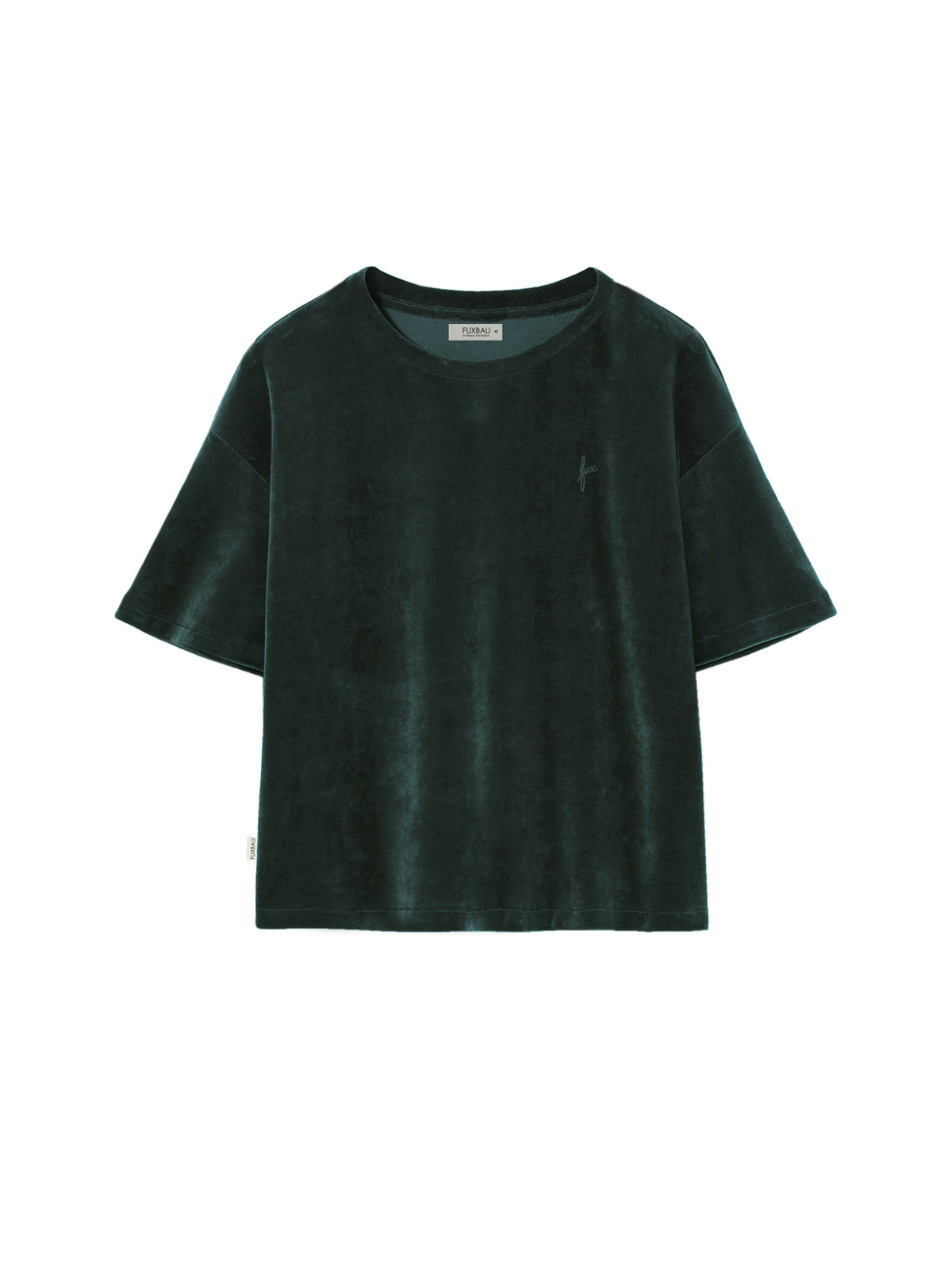 Fair Fashion FUXBAU Frauen Samt T-Shirt in grün aus 100% extra weicher GOTS zertifizierter Biobaumwolle