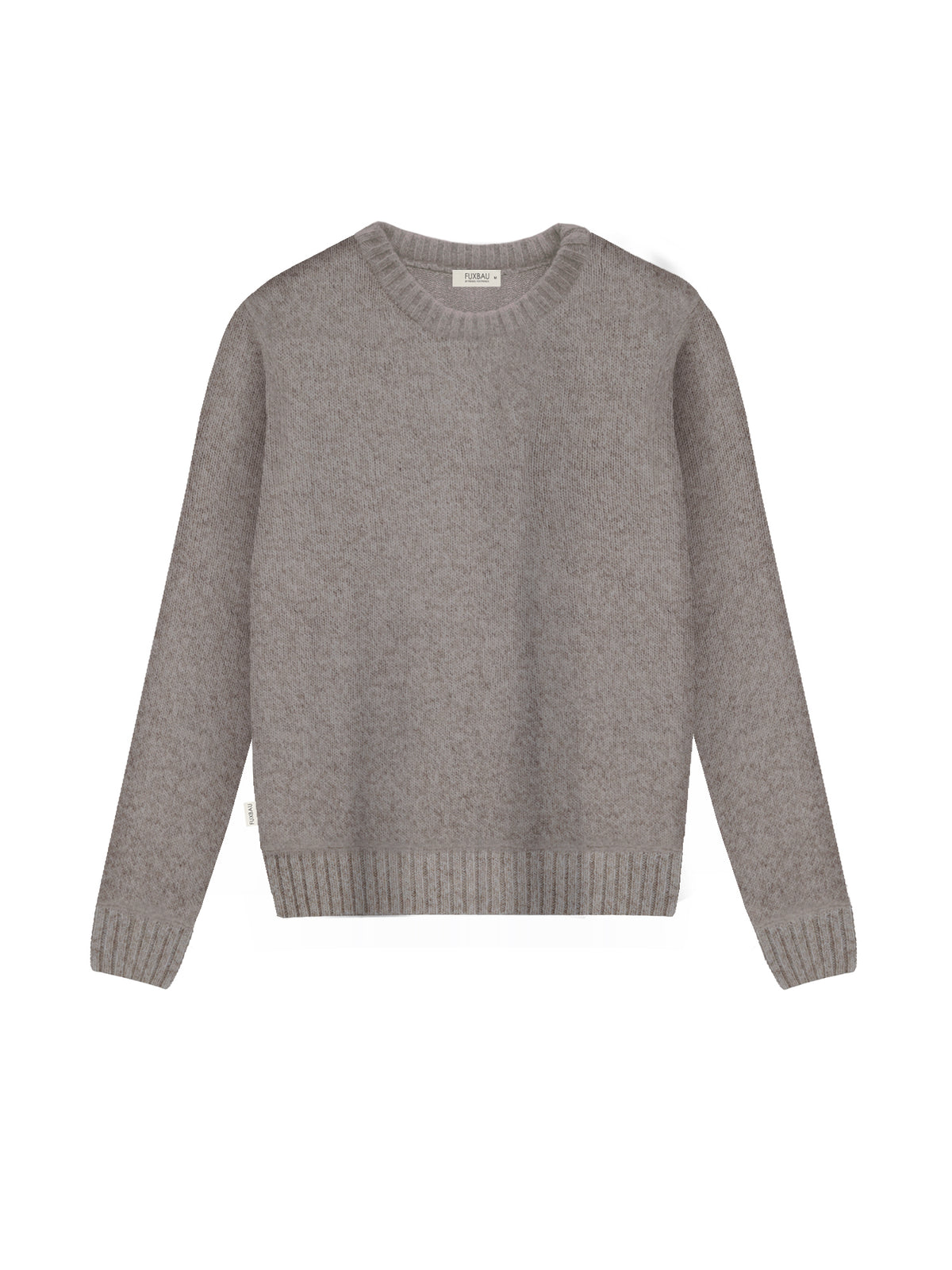 FUXBAU Frauen Merino Strickpullover in braunmeliert aus 100% Merinowolle und fair in Deutschland hergestellt