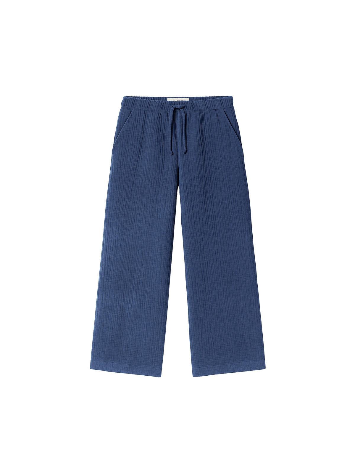 Frauen Musselinhose in blau aus 100% GOTS zertifizierter Biobaumwolle und fair in Portugal hergestellt
