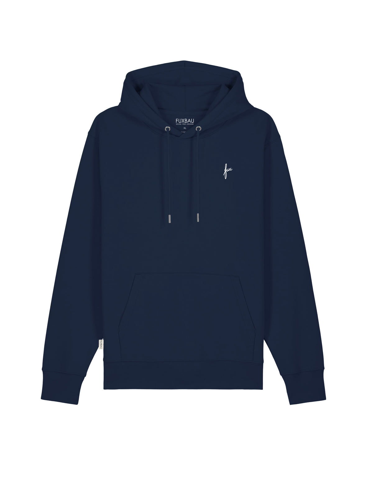 Fairer fux Hoodie in navy aus 100% GOTS zertifizierter Biobaumwolle und made in Portugal