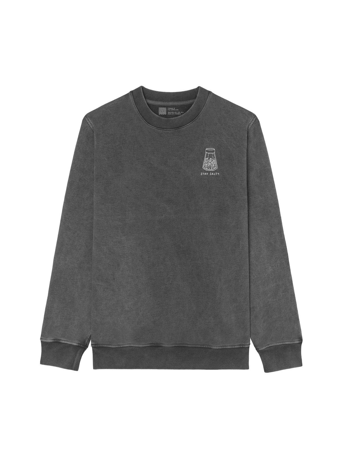 Männer Stay Salty Sweater in salzschwarz von FUXBAU aus 100% GOTS zertifizierter Biobaumwolle und fair in Portugal hergestellt