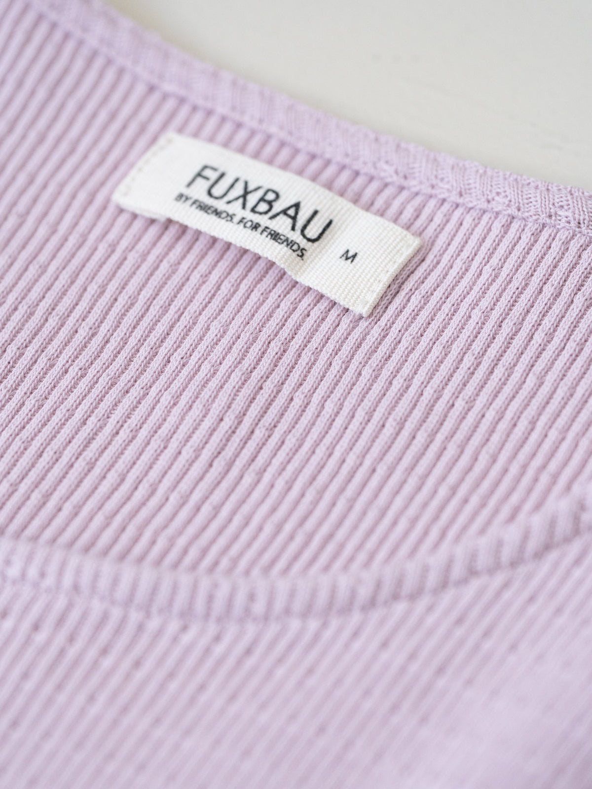 Rib Top Damen rosa aus Bio-Baumwolle GOTS Label Detail FUXBAU