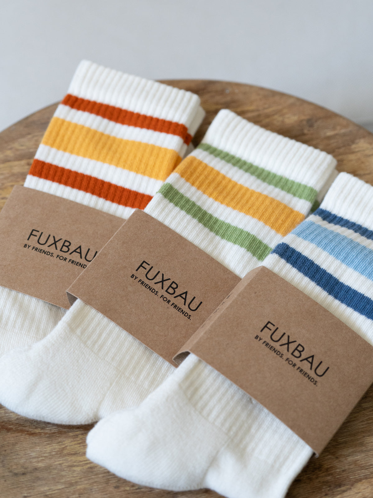 Set der Retro Tennissocken von FUXBAU aus Biobaumwolle in verschiedenen Farben